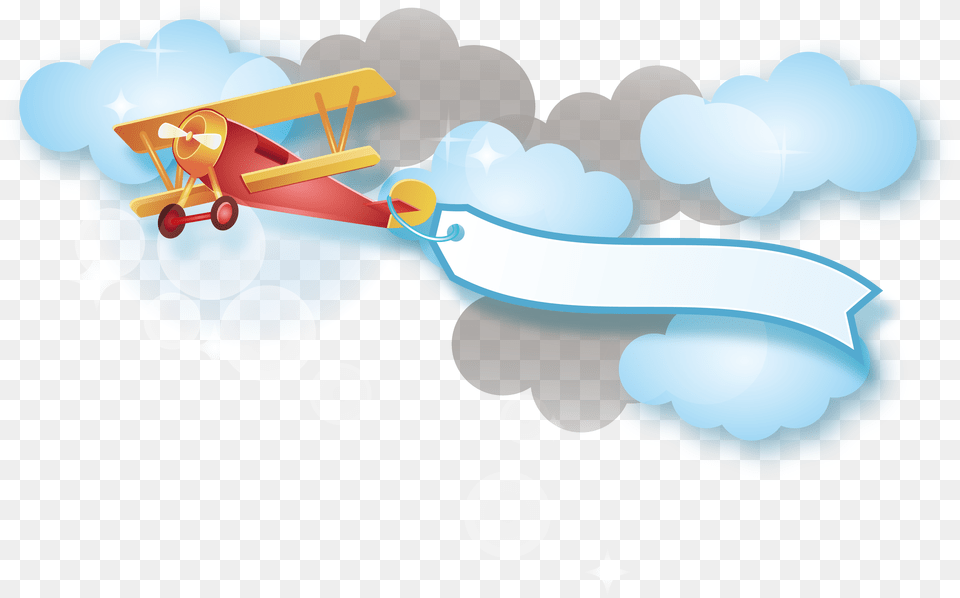Clipart Red Plane With Banner, Aircraft, Airplane, Biplane, Transportation Free Png Download