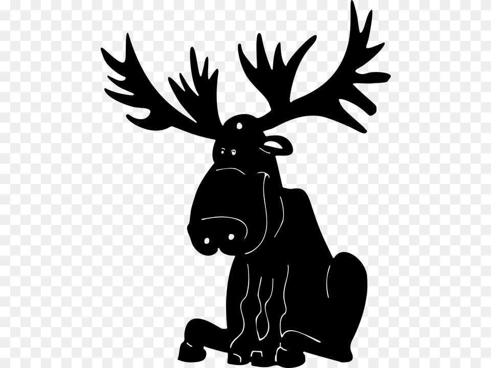 Clipart Reindeer Profile Moose Head Silhouette Clip Art, Gray Png Image