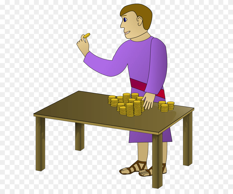 Clipart Rich Young Man Counting Anonymous, Person, Furniture, Table, Face Png