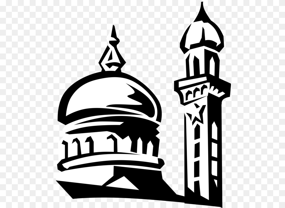 Clipart Royalty Free Islamic Dome Minaret Illustration Masjid Vector, Architecture, Building, Stencil Png Image