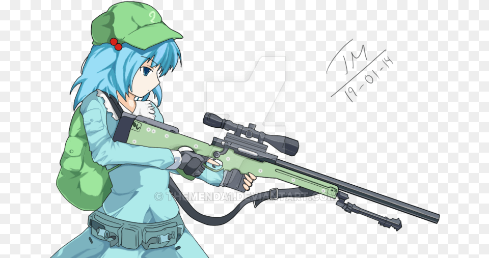Clipart Royalty Library Apocalypse Drawing Sniper Anime Girl Blue Hair Gun, Weapon, Rifle, Firearm, Publication Free Transparent Png
