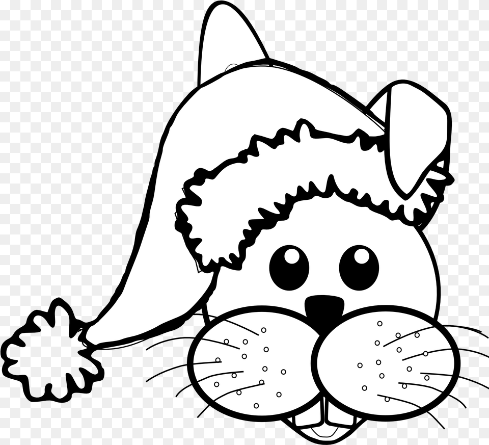 Clipart Santa Mask Transparent Free For Rabbitwith A Christmas Hat Colouring, Baby, Person, Stencil Png