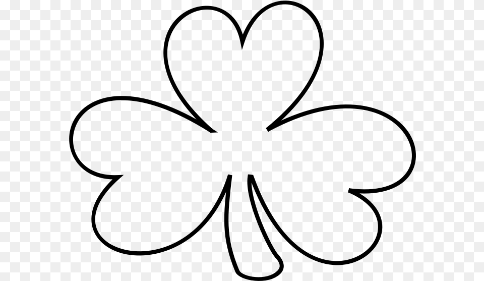 Clipart Shamrock Outline St Patricks Day Black And White, Gray Png Image