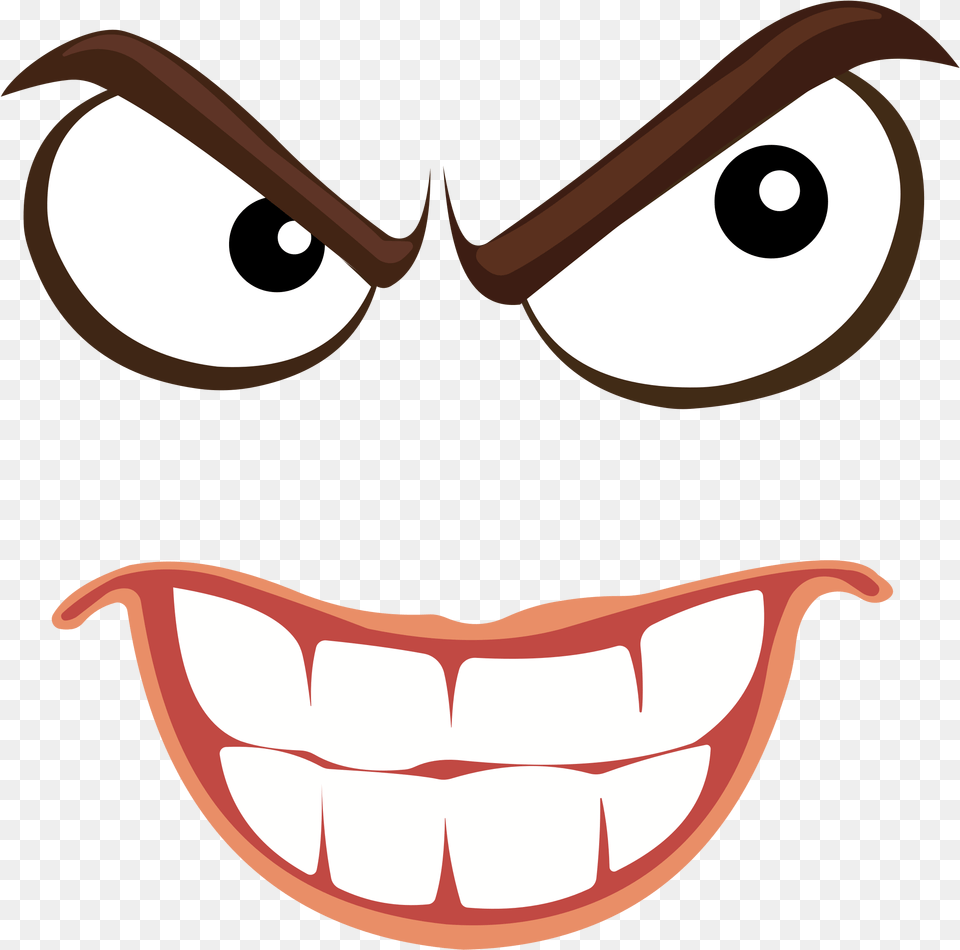 Clipart Sinister Smiley Face Big Image Smiley Face Transparent Angry Face, Body Part, Mouth, Person, Teeth Free Png