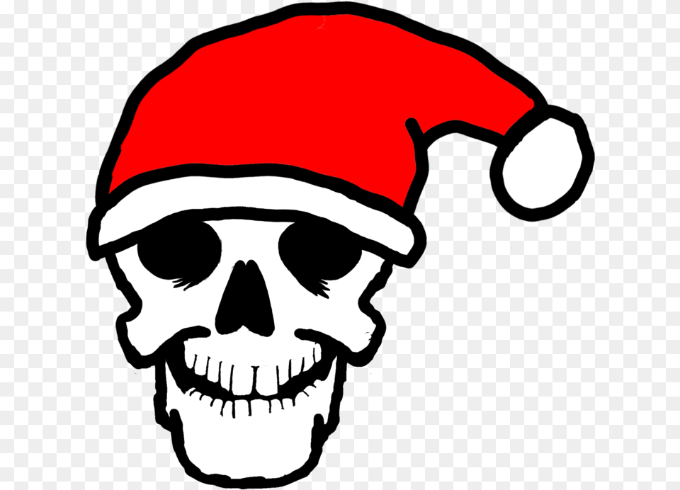Clipart Skull Christmas Skull With Christmas Hat, Cap, Clothing, Stencil, Baby Png Image