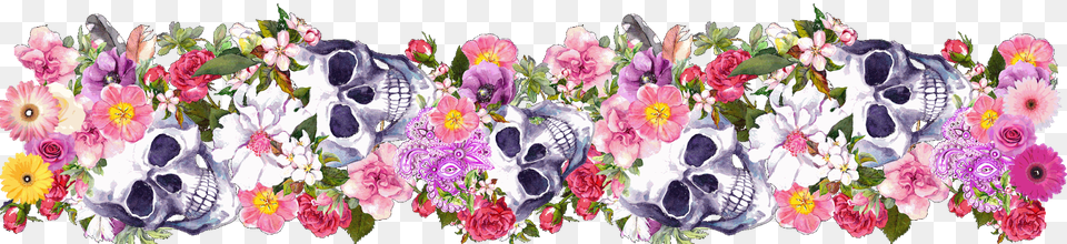 Clipart Skull Watercolor Day Of The Dead Border, Art, Floral Design, Flower, Flower Arrangement Free Png