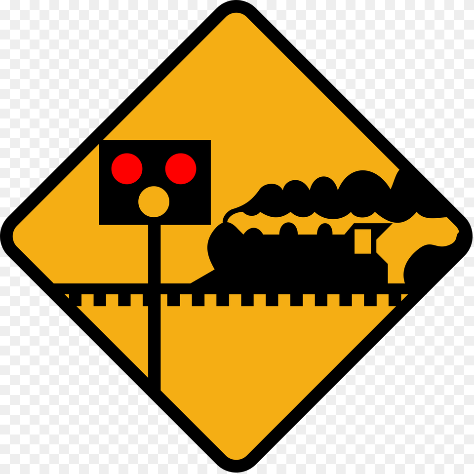Clipart Slow Down Sign Unprotected Level Crossing Ahead, Symbol, Light, Road Sign, Traffic Light Png Image