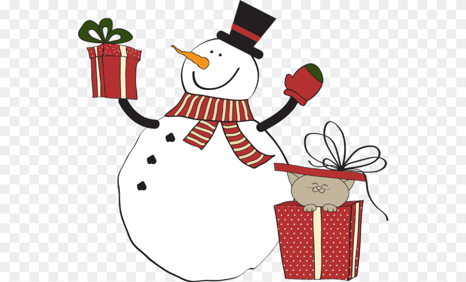 Clipart Snowman Gift Snowman With Presents Clipart, Nature, Outdoors, Winter, Snow Free Png