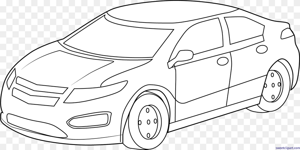 Clipart Sports Line Art Car Clip Art Black Amp White, Vehicle, Transportation, Sedan, Wheel Free Transparent Png