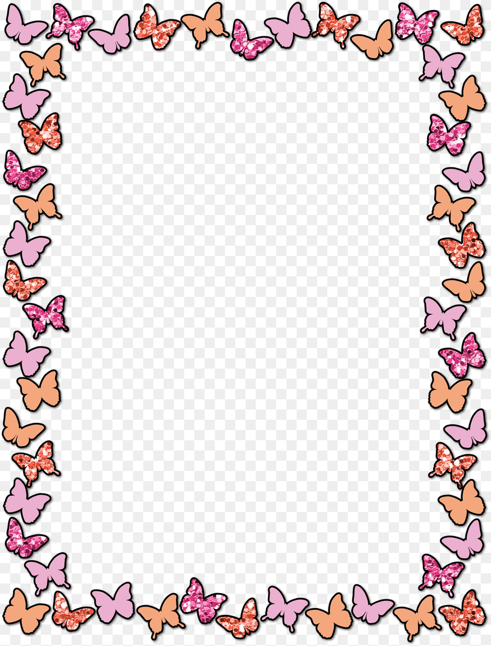 Clipart Spring Letter Colorful Butterfly Border Design, Home Decor Free Png