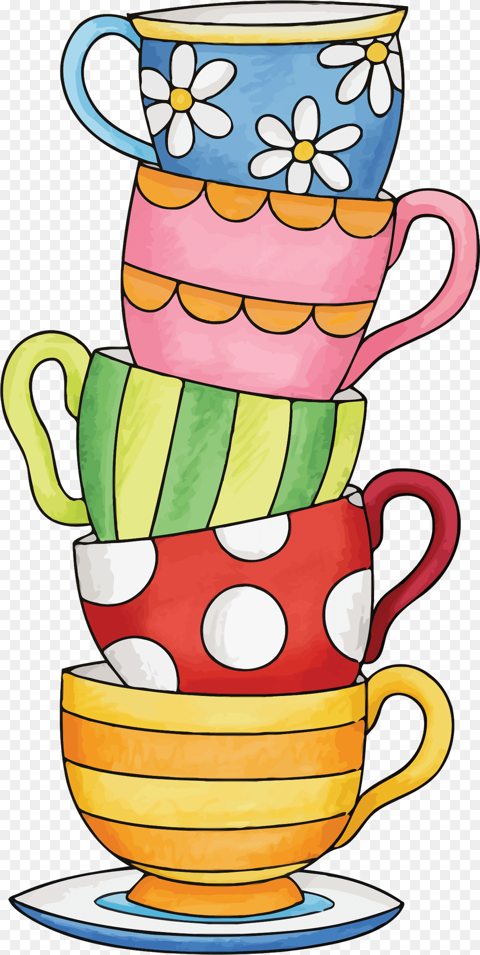Clipart Stacked Tea Cups Clipart, Cup, Saucer, Pottery, Accessories Free Png Download