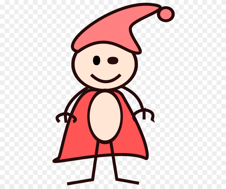 Clipart Stick Boy In A Red Cape With Red Hat Loveandread, People, Person, Cartoon, Nature Free Transparent Png