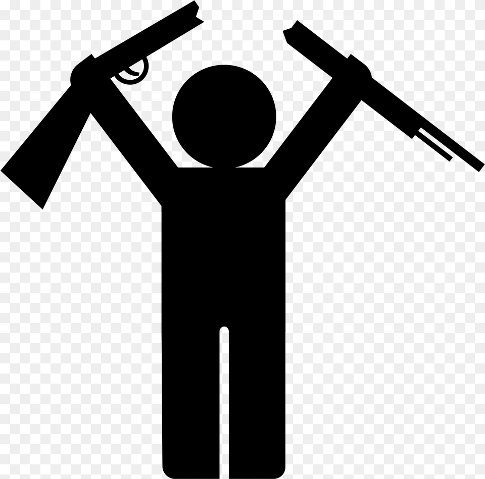 Clipart Stick Figures With Guns, Gray Free Transparent Png