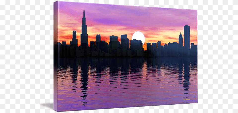 Clipart Stock Chicago Skyline Sunrise By Tony Chicago Downtown Skyline Sun Rise, Architecture, Urban, Sunset, Sky Free Png