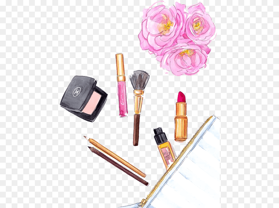 Clipart Stock Cosmetics Foundation Makeup Brush Lipstick Cosmetics Drawing, Bottle, Perfume, Flower, Plant Free Transparent Png