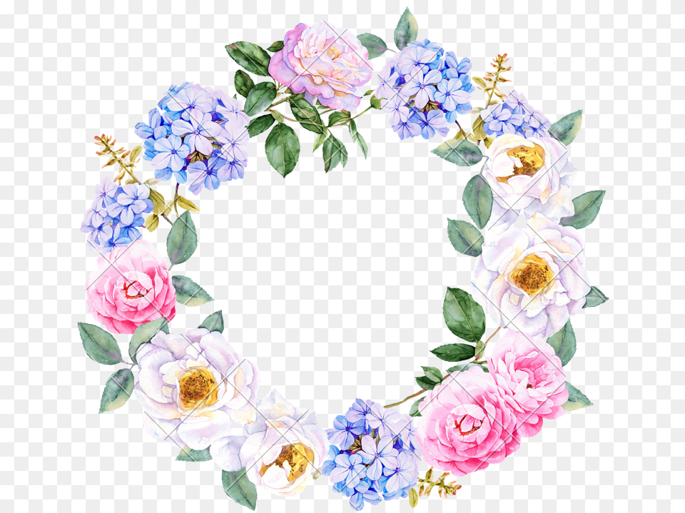 Clipart Stock Flowers With Roses And Blue Jasmine Photos Flower Wreath Transparent Background, Dahlia, Pattern, Plant, Rose Free Png Download