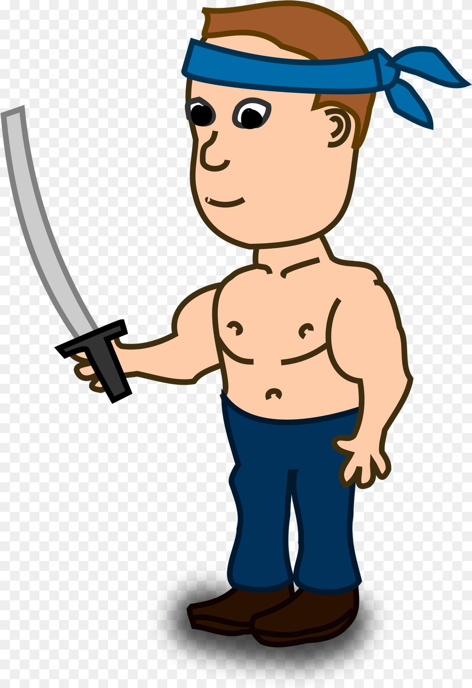 Clipart Sword Comic Cartoon Character With A Sword, Baby, Person, Weapon, Head Png Image