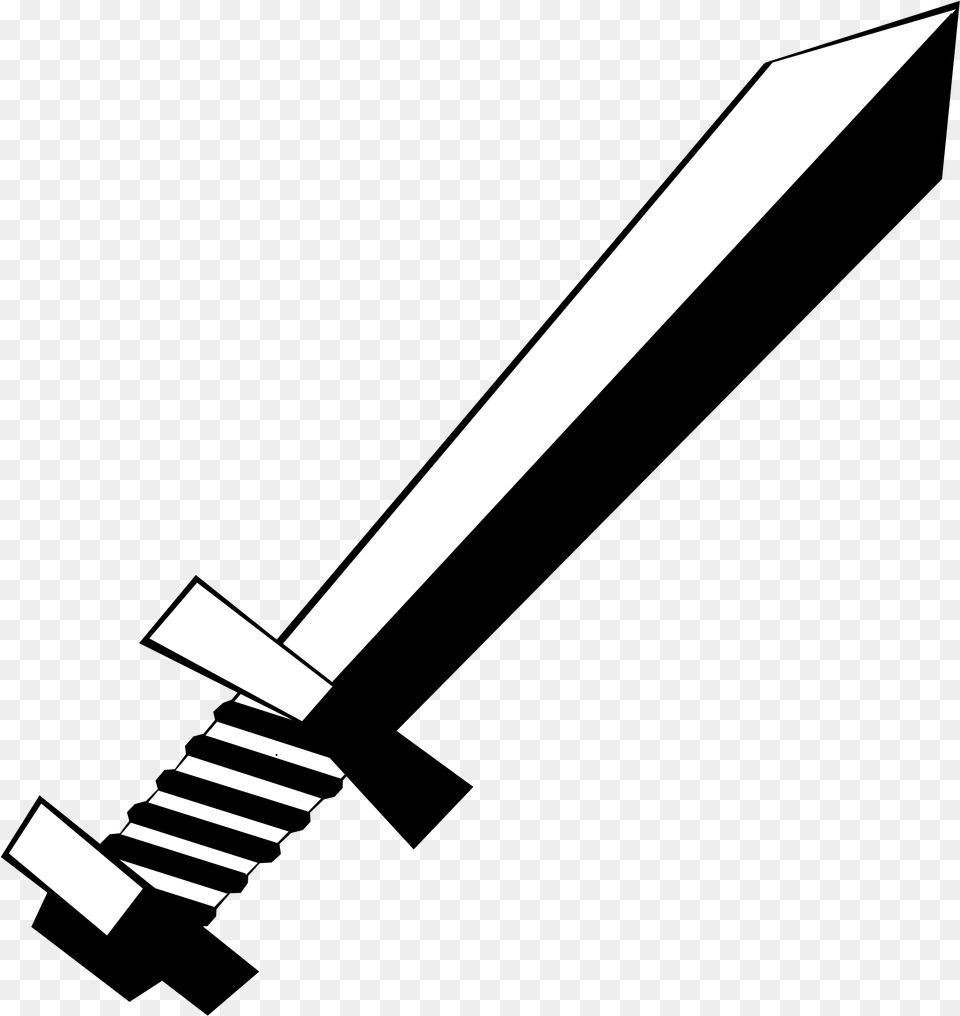 Clipart Sword Original Clip Art Black And White Sword, Weapon, Fork, Cutlery, Device Free Png