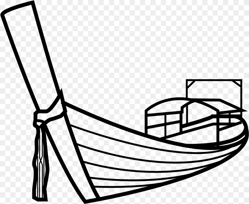 Clipart Thai Long Tail Boat, Gray Png Image