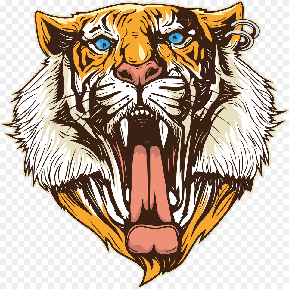 Clipart Tiger Open Mouth Tiger Logo, Animal, Mammal, Wildlife, Art Free Png Download