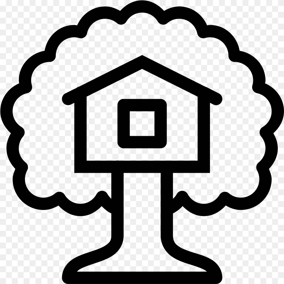 Clipart Tree House, Gray Free Transparent Png