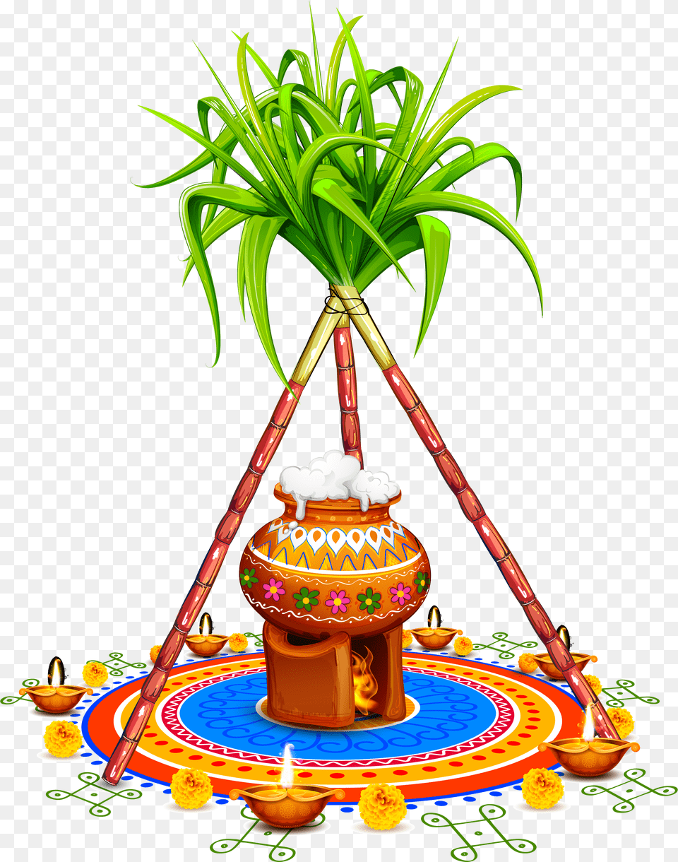 Clipart Trees Sugarcane Transparent Pongal, Diwali, Festival, Plant, Potted Plant Free Png Download