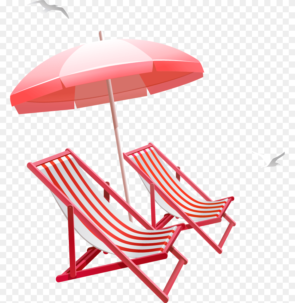 Clipart Umbrella Beach Chair Transparent Beach Chair And Umbrella, Canopy, Furniture, Animal, Bird Free Png Download