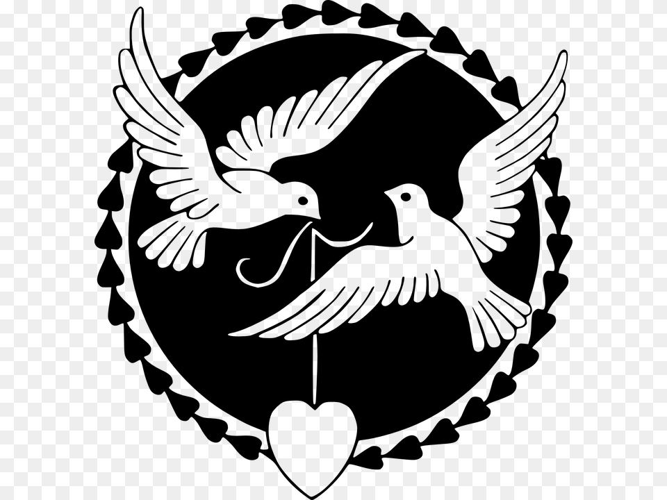 Clipart Wedding Dove Love Clipart Black And White, Gray Png Image