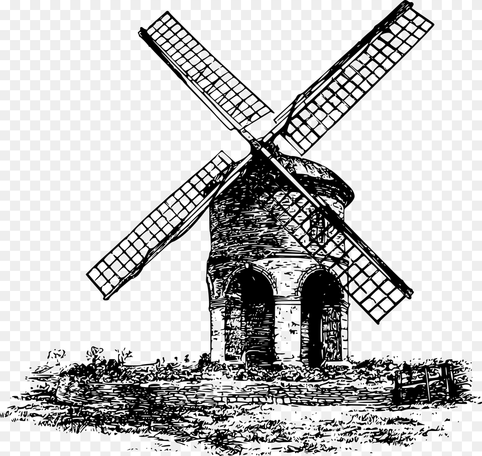 Clipart Windmill Clipart Black And White, Gray Free Png Download