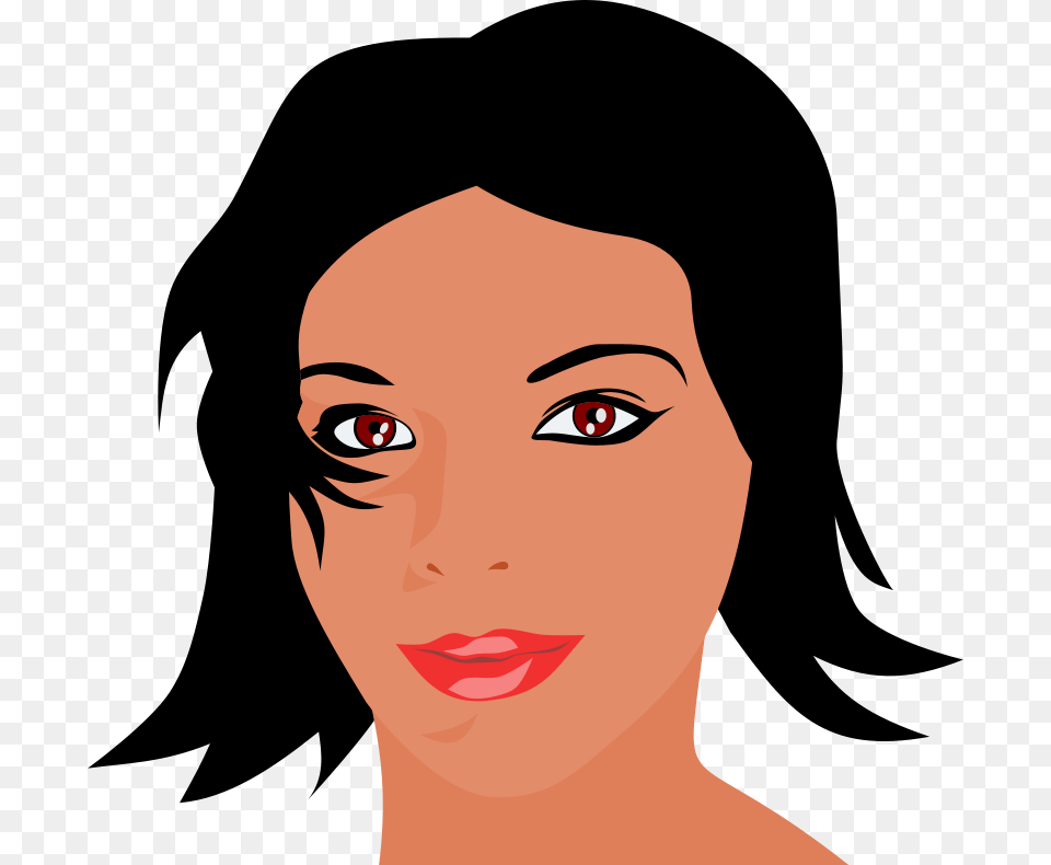 Clipart Woman Black Hair, Adult, Portrait, Photography, Person Png Image