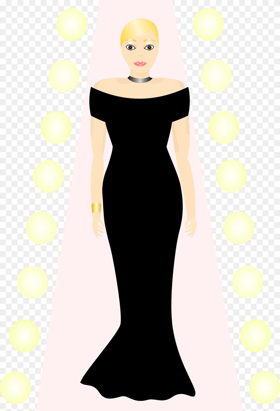 Clipart Woman In Black Dress Cartoon, Adult, Person, Formal Wear, Female Png