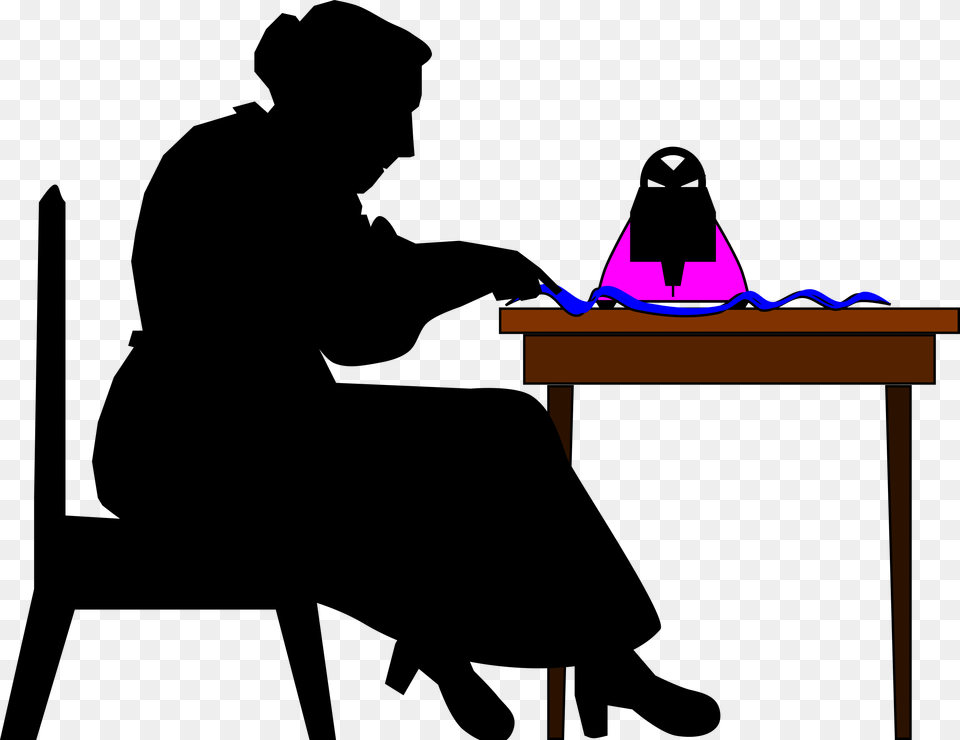 Clipart Woman Sewing Clip Art Person Sewing, Clothing, Furniture, Hat, Table Png
