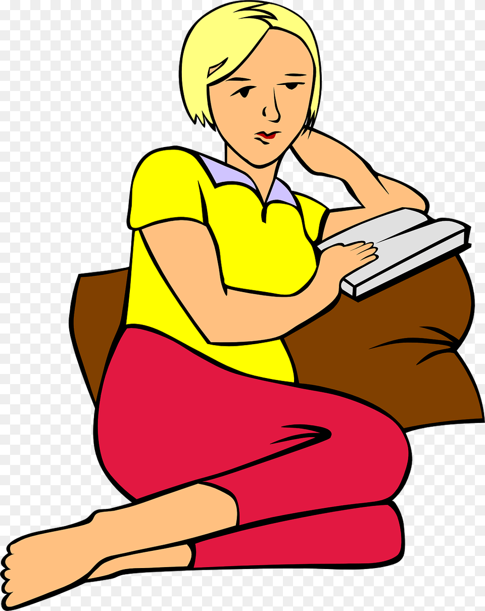 Clipart Women Reading Stay At Home Clipart, Book, Publication, Person, Adult Free Png Download