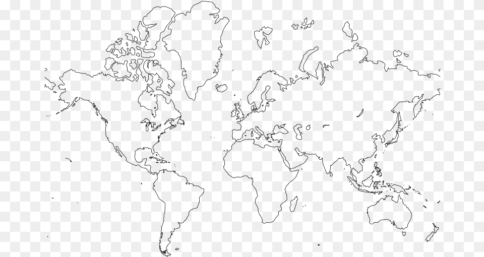 Clipart World Map Sketch Drawing, Gray Free Transparent Png