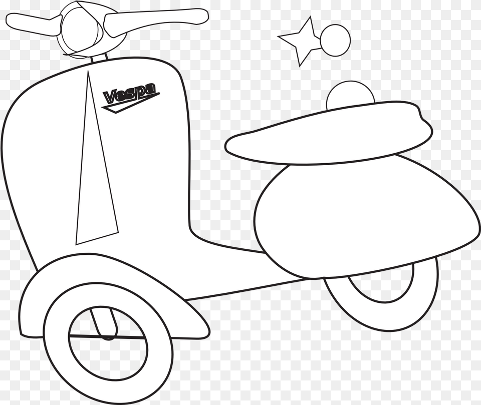 Clipartist Clip Art Vespa Black White Line Art Black And White Vespa Line, Vehicle, Transportation, Scooter, Motorcycle Free Png