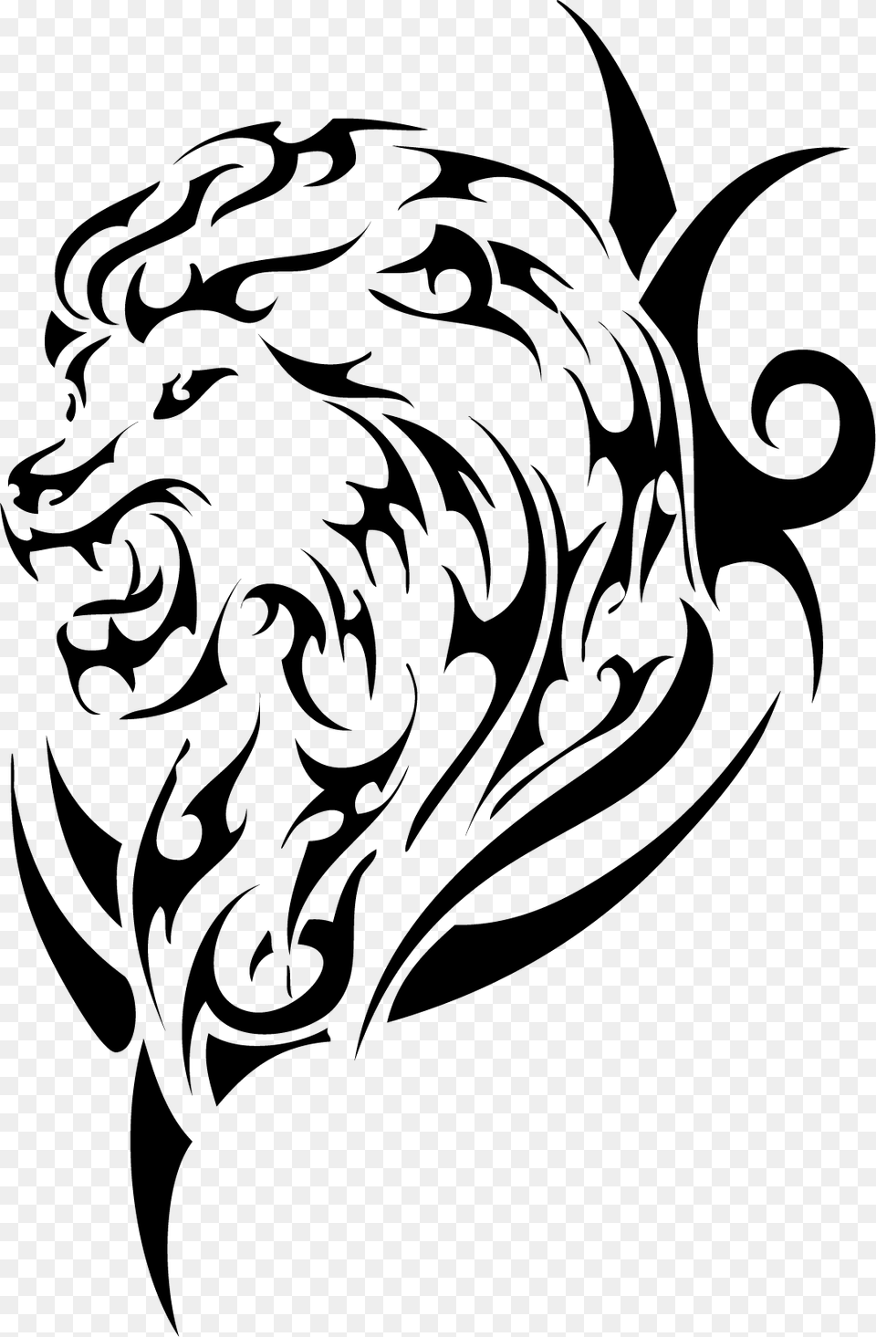 Cliparts For Download Tribal Lion Tattoo Design, Gray Png