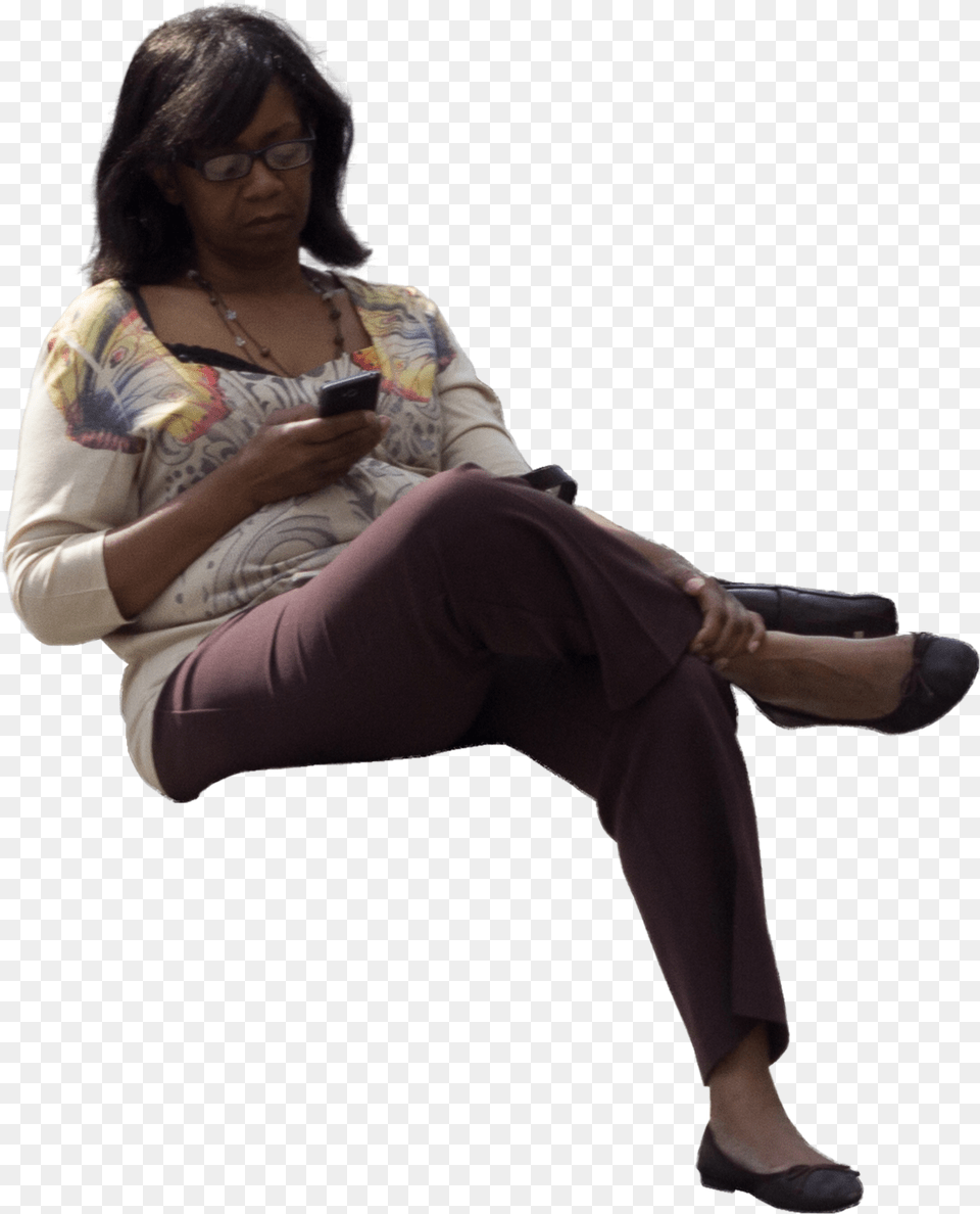 Clipped Black People Sitting, Woman, Pants, Person, Hand Free Png Download