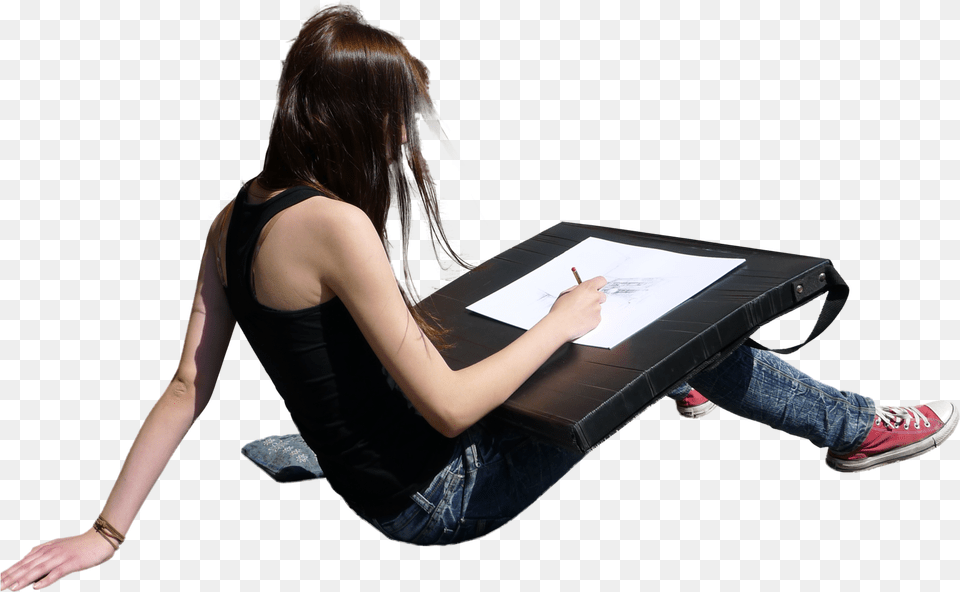 Clipped Cut Out People Drawing, Sitting, Clothing, Shoe, Person Free Png