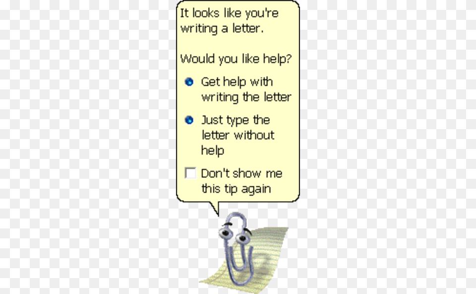 Clippit The Default Assistant In Office 2000xp2003 Clippy It Looks Like You Re Writing, Electronics, Hardware, Text Free Png