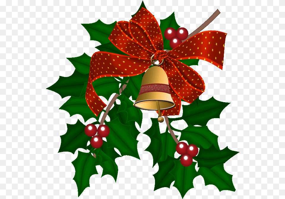 Cloche Et Houx Christmas Bell With Holly Leaves Clip Art Png
