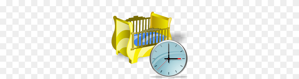 Clock, Crib, Furniture, Infant Bed, Bulldozer Free Png