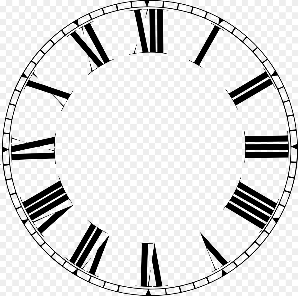 Clock Clipart Roman Numerals, Gray Png