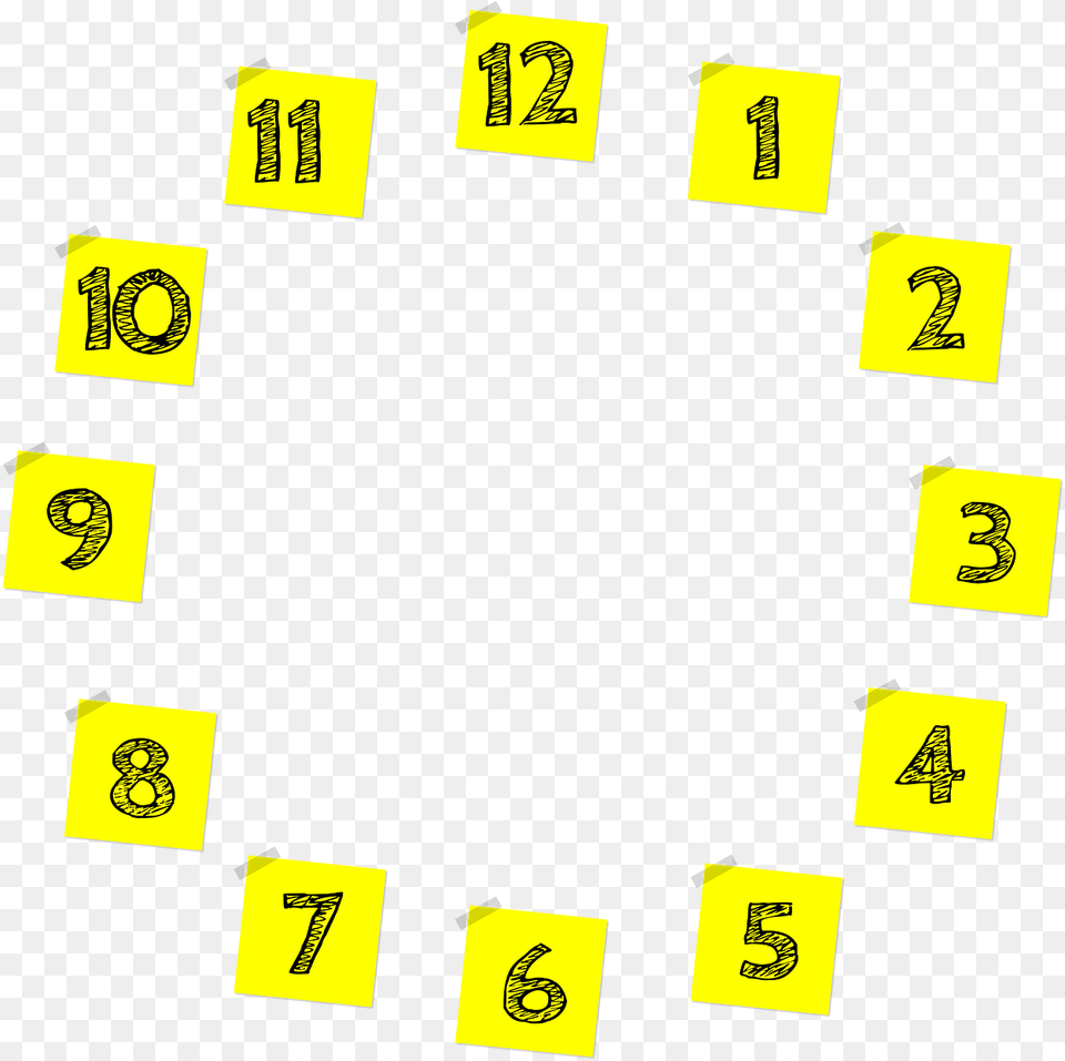 Clock Face Clock Dial Time Numbers Post It Note Europe Border Control, Scoreboard, Text, Symbol, Number Free Png Download