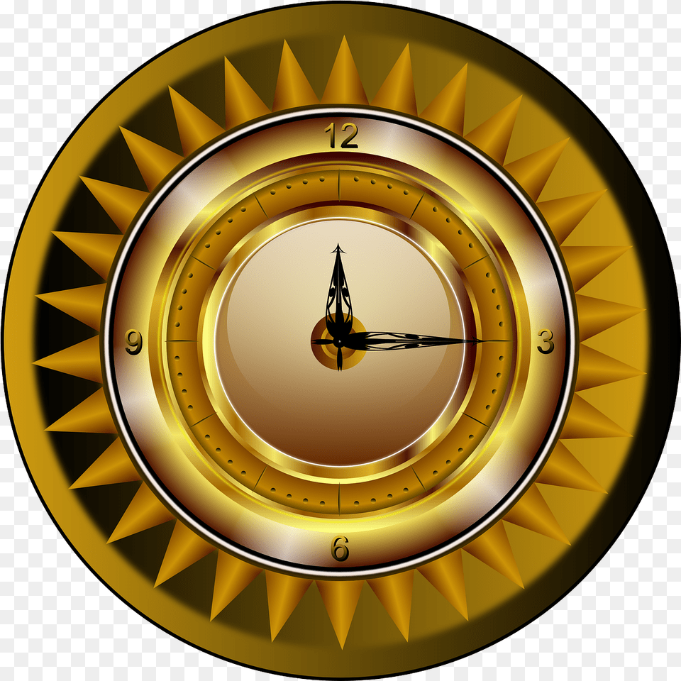 Clock Gold Watch, Compass, Disk Png