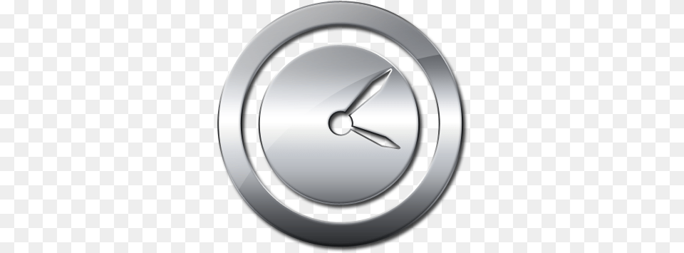 Clock Icon Background Glossy Silver Circle, Analog Clock Free Transparent Png