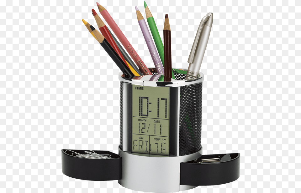 Clock Organiser With Pen Cup Eco Clock Organiser With Pen Cup, Brush, Device, Tool Free Png