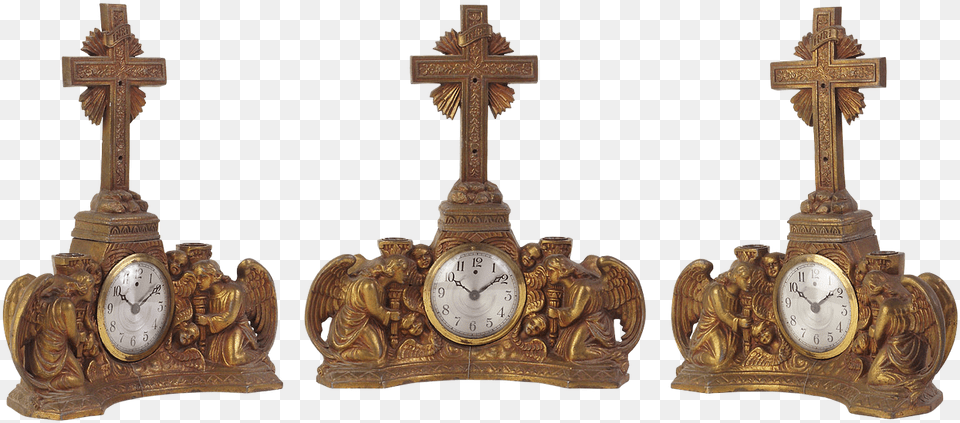Clock Vintage Mantel Clocks Clock, Bronze, Cross, Symbol, Analog Clock Png