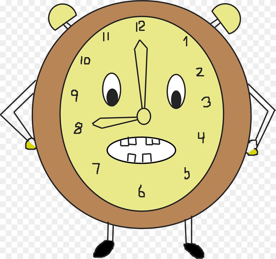 Clock With A Face Arms And Legs Clipart, Alarm Clock, Analog Clock Png