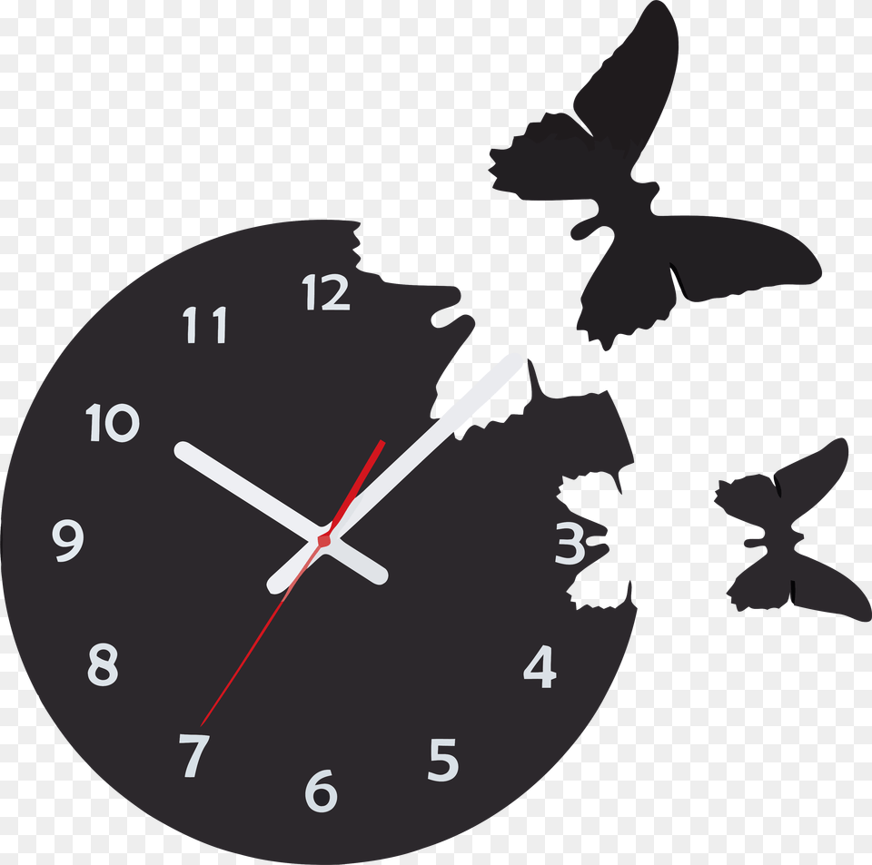 Clock With Butterflies Flying Away, Analog Clock, Ammunition, Grenade, Weapon Png Image