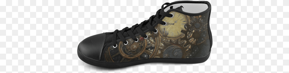 Clocks And Gears High Top Canvas Cars Shoes Men, Clothing, Footwear, Shoe, Sneaker Png Image